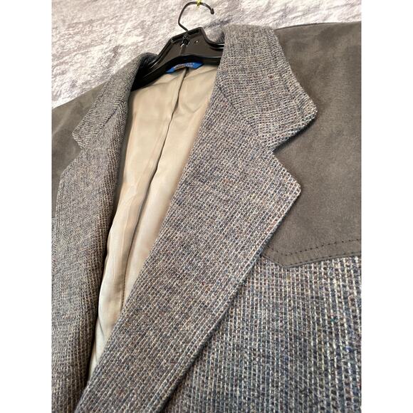 Pendleton 42L Tweed Sports Coat Suede Western Yoke Blazer Barleycorn Donegal - Picture 4 of 9
